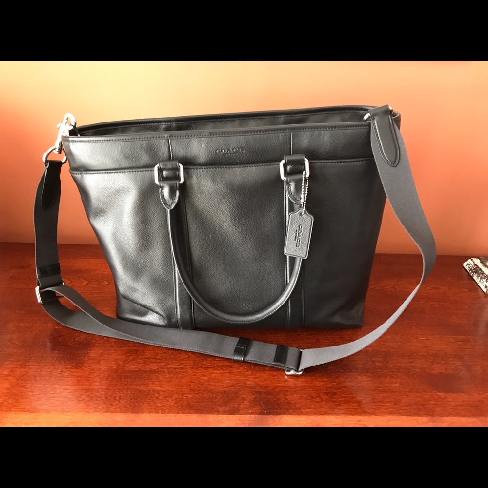 Coach black leather briefcase